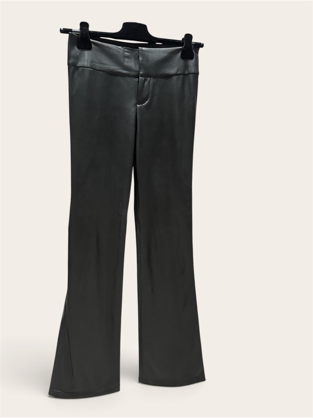 Black Faux Leather Flared Women’s pants